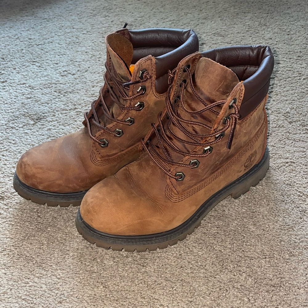 brown smooth leather timberland boots
